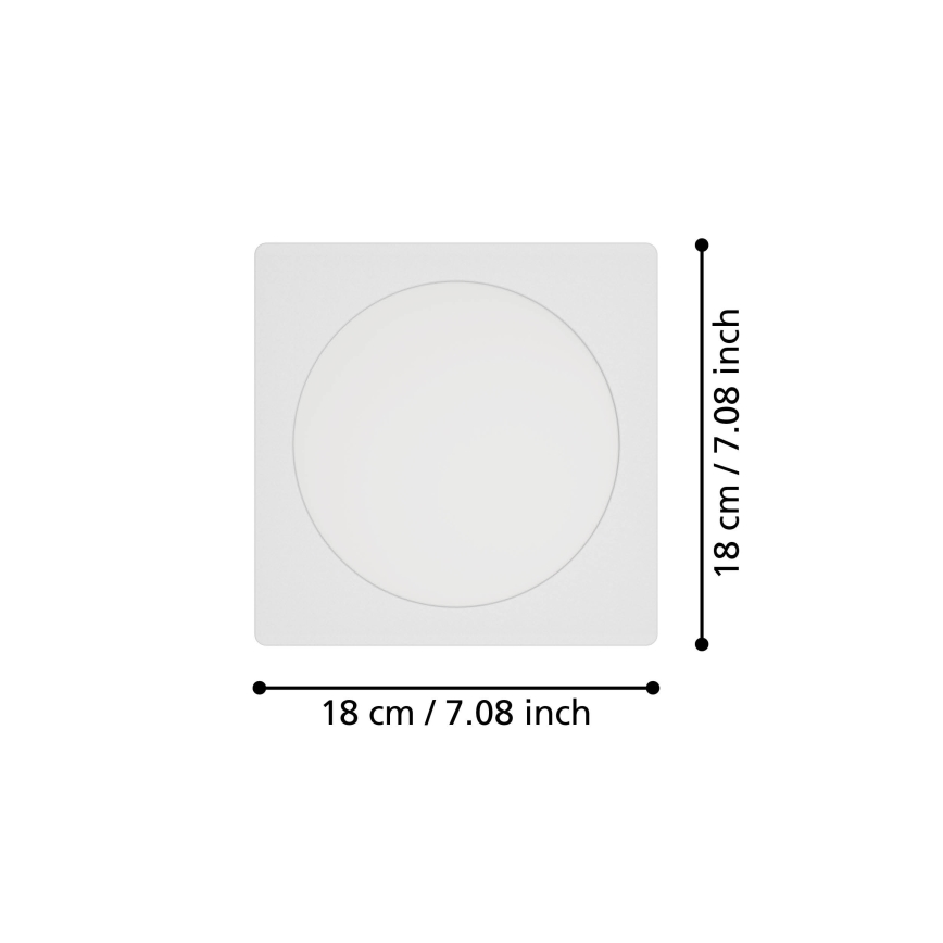 Eglo - Plafonieră LED încastrată, 10,5W, 230V, 2700/4000/6500K, 16,6x16,6 cm, alb