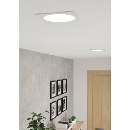 Eglo - Plafonieră LED încastrată, 10,5 W, 230 V, 2700/4000/6500 K, 16,6x16,6 cm, negru
