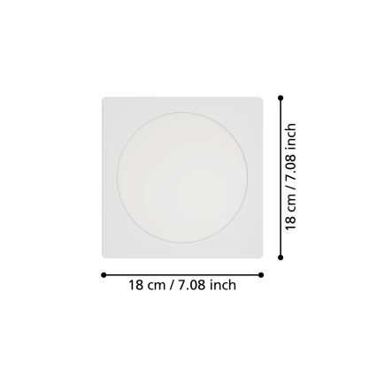 Eglo - Plafonieră LED încastrată, 10,5 W, 230 V, 2700/4000/6500 K, 16,6x16,6 cm, negru
