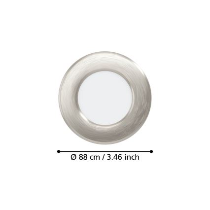Eglo - Spot LED încastrat, Ø 8,8 cm, 3,7 W, 230 V, 2700/4000/6500 K, crom mat