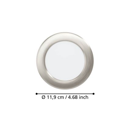Eglo - Spot LED încastrat, 6,3 W, 230 V, 2700/4000/6500 K, Ø 11,9 cm, crom mat