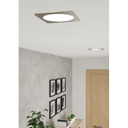 Eglo - Plafonieră LED încastrată, 10,5W/230V, 2700/4000/6500K, 16,6x16,6 cm, crom mat