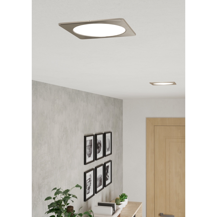 Eglo - Plafonieră LED încastrată, 10,5W/230V, 2700/4000/6500K, 16,6x16,6 cm, crom mat