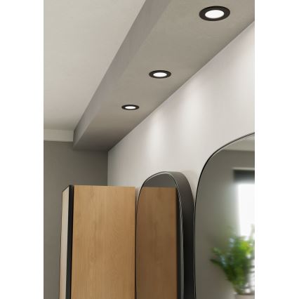 Eglo - Spot LED încastrat pentru baie, 3,7 W, 230 V, 2700/4000/6500 K, Ø 8,8 cm, IP44, negru
