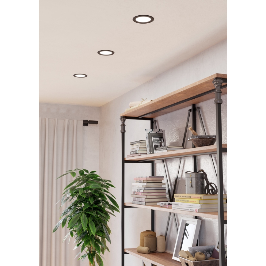 Eglo - Corp LED încastrat pentru baie, LED/6,3W/230V, 2700/4000/6500K, diametru 11,9 cm, IP44, negru