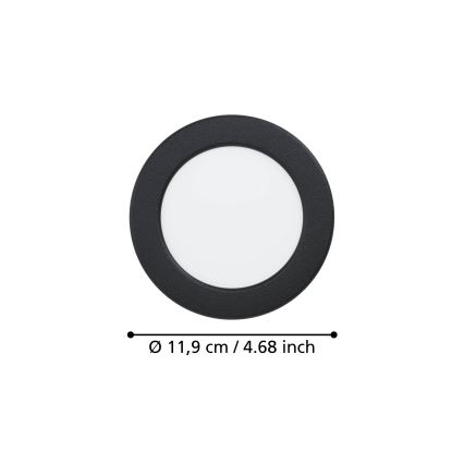 Eglo - Corp LED încastrat pentru baie, LED/6,3W/230V, 2700/4000/6500K, diametru 11,9 cm, IP44, negru