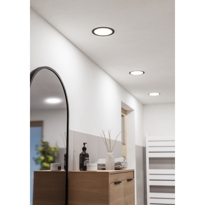 Eglo - Corp de iluminat LED încastrat pentru baie, 10,5 W, 230 V, 2700/4000/6500 K, Ø 16,8 cm, IP44, negru