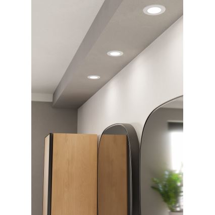 Eglo - Plafonieră LED încastrată pentru baie, 3,7 W, 230 V, 2700/4000/6500 K, Ø 8,8 cm, IP44, alb