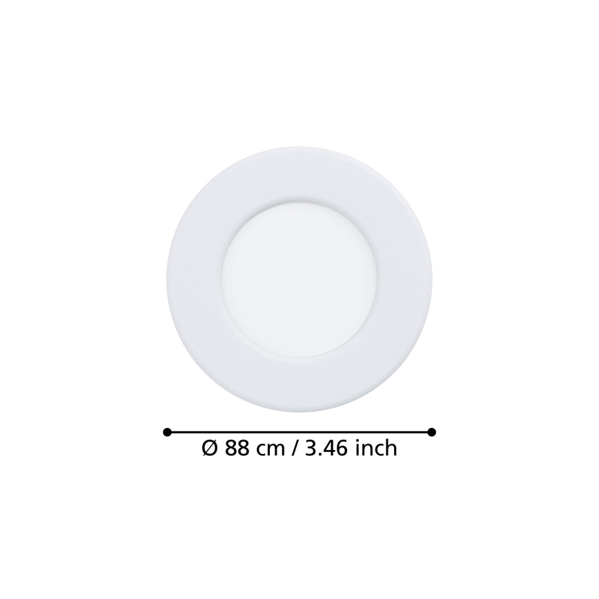 Eglo - Plafonieră LED încastrată pentru baie, 3,7 W, 230 V, 2700/4000/6500 K, Ø 8,8 cm, IP44, alb