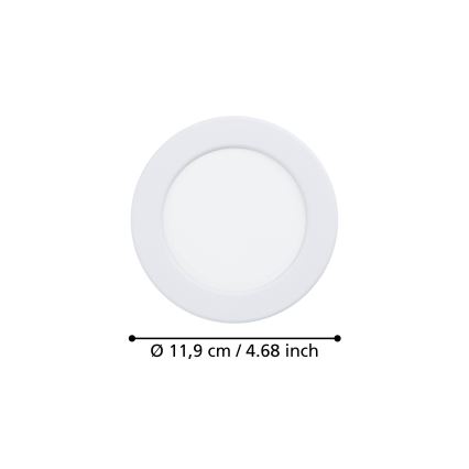 Eglo - Corp de iluminat LED încastrat pentru baie LED/6,3W/230V 2700/4000/6500K Ø 11,9 cm IP44 alb