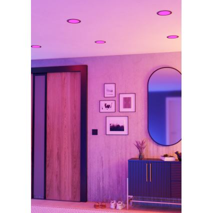 Eglo - Spot LED RGBW încastrat pentru baie, dimabil, 9,5 W, 230 V, 2700–6500 K, Ø 16,8 cm, IP44, crom mat