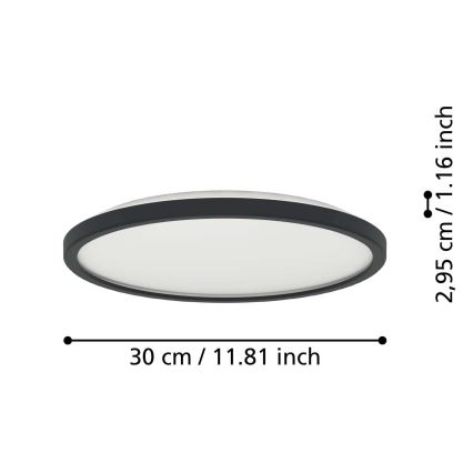 Eglo - Plafonieră LED pentru baie LED/13,9W/230V 2700/4000/6500K diam. 30 cm IP44 negru