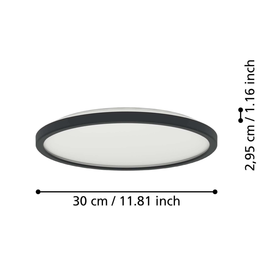 Eglo - Plafonieră LED pentru baie LED/13,9W/230V 2700/4000/6500K diam. 30 cm IP44 negru