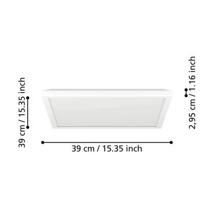 Eglo - Plafonieră LED RGBW reglabilă pentru baie LED/17,6W/230V 2700-6500K 39x39 cm IP44 alb ZigBee