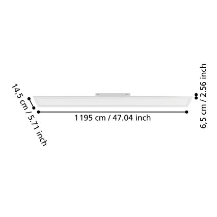 Eglo - Plafonier LED aplicat dimabil, 28,3W/230V, 2700-6500K, 120x15 cm, alb + telecomandă