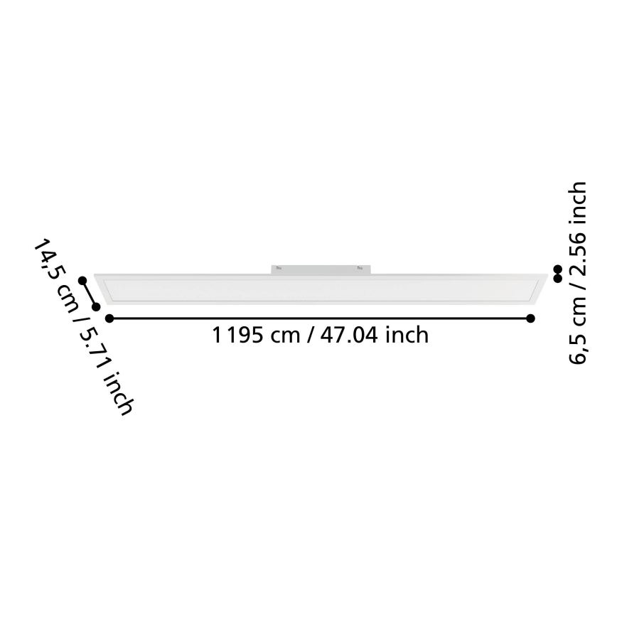 Eglo - Plafonier LED aplicat dimabil, 28,3W/230V, 2700-6500K, 120x15 cm, alb + telecomandă
