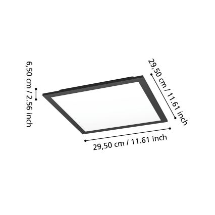 Eglo - Plafonieră LED RGBW dimabilă LED/14W/230V 2700-6500K 30x30 cm neagră