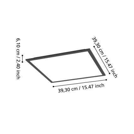 Eglo - Plafonieră LED RGBW reglabilă LED/19W/230V 2700-6500K 40x40 cm neagră
