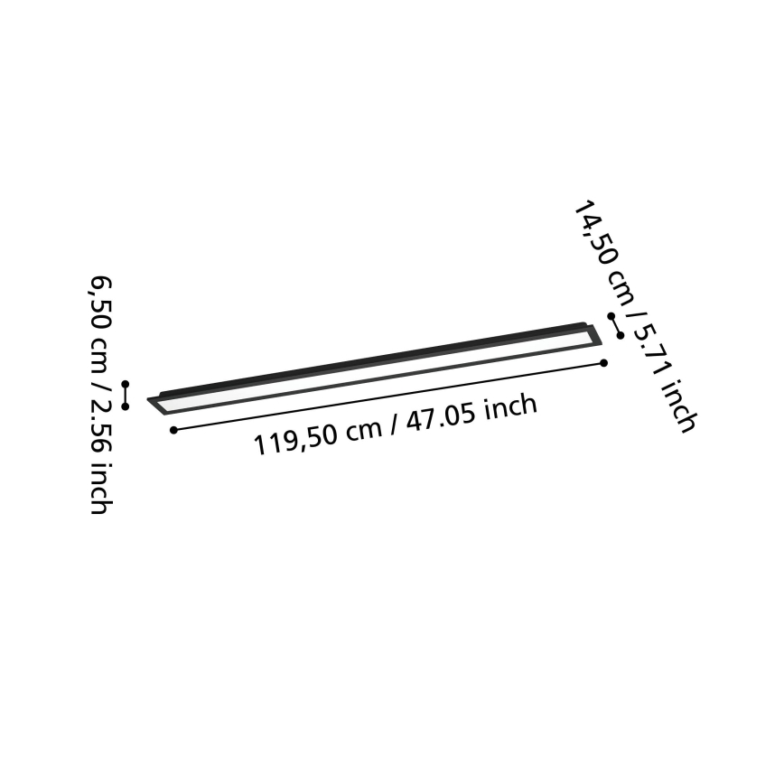 Eglo - Panou LED aplicat RGBW dimmabil, 28W, 230V, 2700-6500K, 120x15 cm, negru