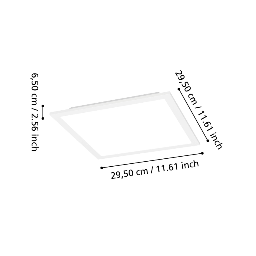 Eglo – Plafonieră LED RGBW dimmabilă, 14 W, 230 V, 2700–6500 K, 30 x 30 cm, alb