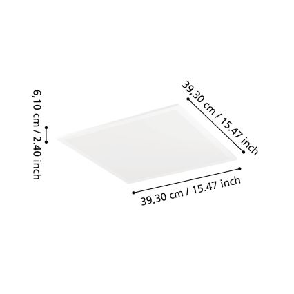 Eglo - Plafonieră LED RGBW dimmabilă, 19W, 230V, 2700-6500K, 40x40 cm, alb