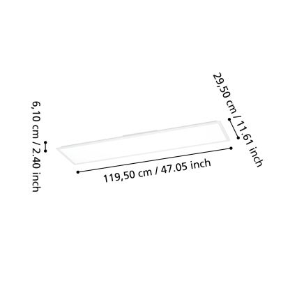 Eglo - Panou LED aplicat RGBW dimabil, 34 W, 230 V, 2700-6500 K, 120 x 30 cm, alb