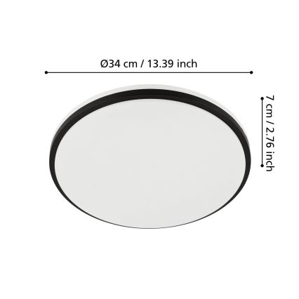 Eglo - Plafonieră LED pentru baie LED/18W/230V 3000/4000/6500K IP54 negru