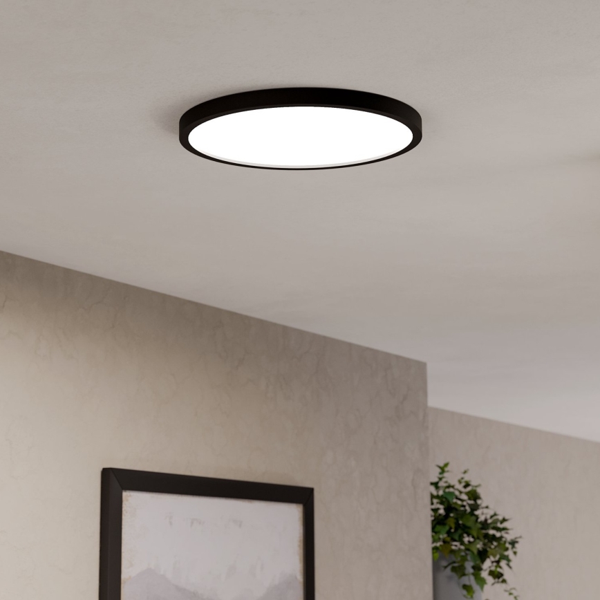 Eglo - Plafonieră LED pentru baie, dimabilă RGBW, 17,5 W, 230 V, 2700–6500 K, Ø 38,9 cm, IP44, negru