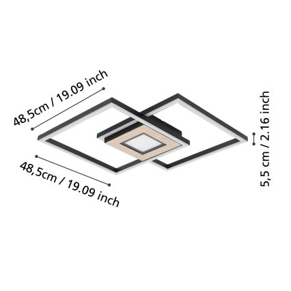 Eglo - Lampă de tavan LED reglabilă 2xLED/17W/230V +LED/4,2W 2700-6500K + telecomandă