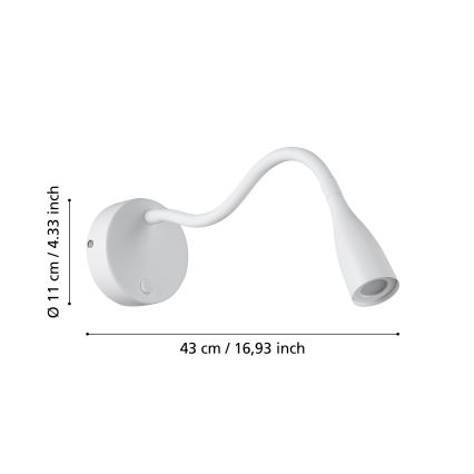 Eglo - Lampă LED flexibilă de perete, 3,8W/230V, albă