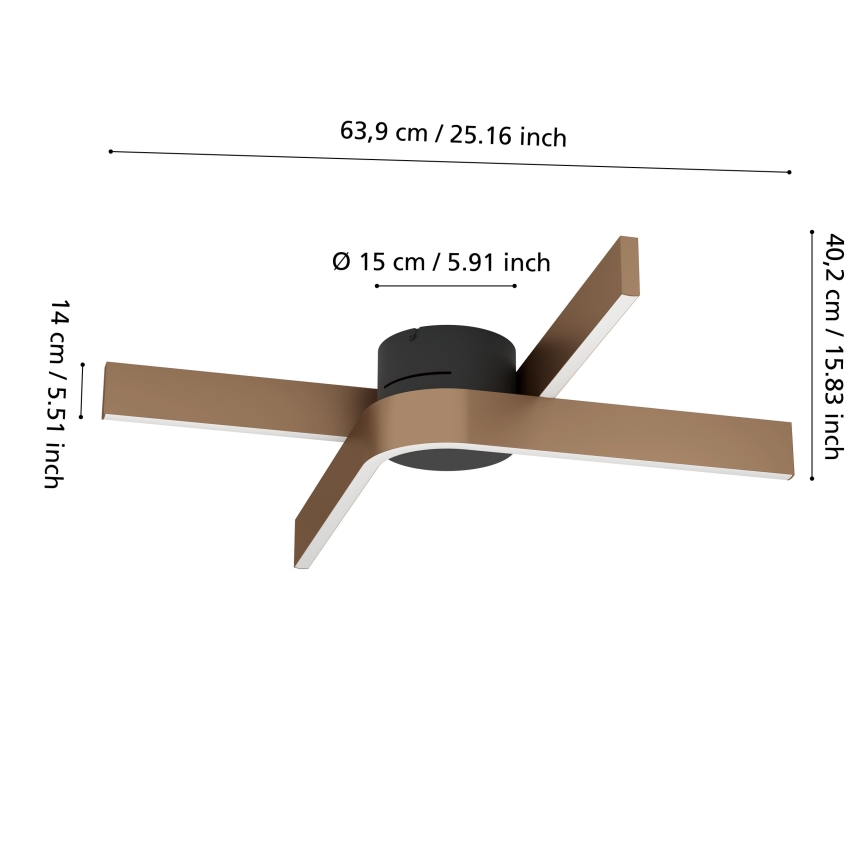 Eglo - Plafonieră LED RGBW dimabilă 2xLED/18W/230V cupru/negru