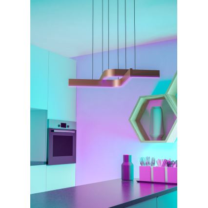 Eglo - Candelabru LED RGBW reglabil, suspendat pe cablu, 2xLED/18W/230V, cupru/negru