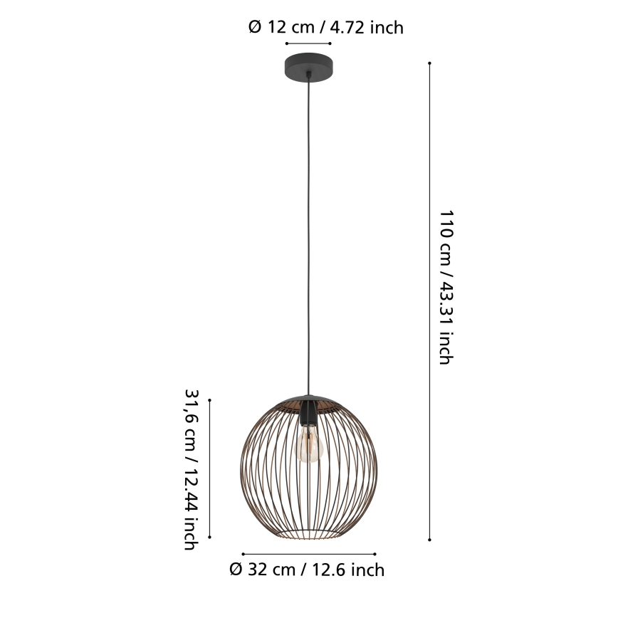 Eglo - Pendul pe cablu 1xE27/60W/230V negru
