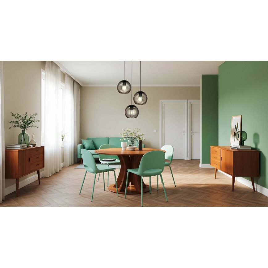 Eglo - Lustră pe cablu 3xE27/60W/230V neagră