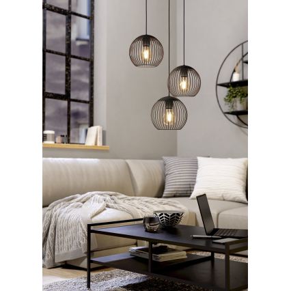 Eglo - Lustră pe cablu 3xE27/60W/230V neagră