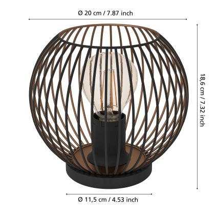 Eglo - Lampă de masă 1xE27/60W/230V neagră