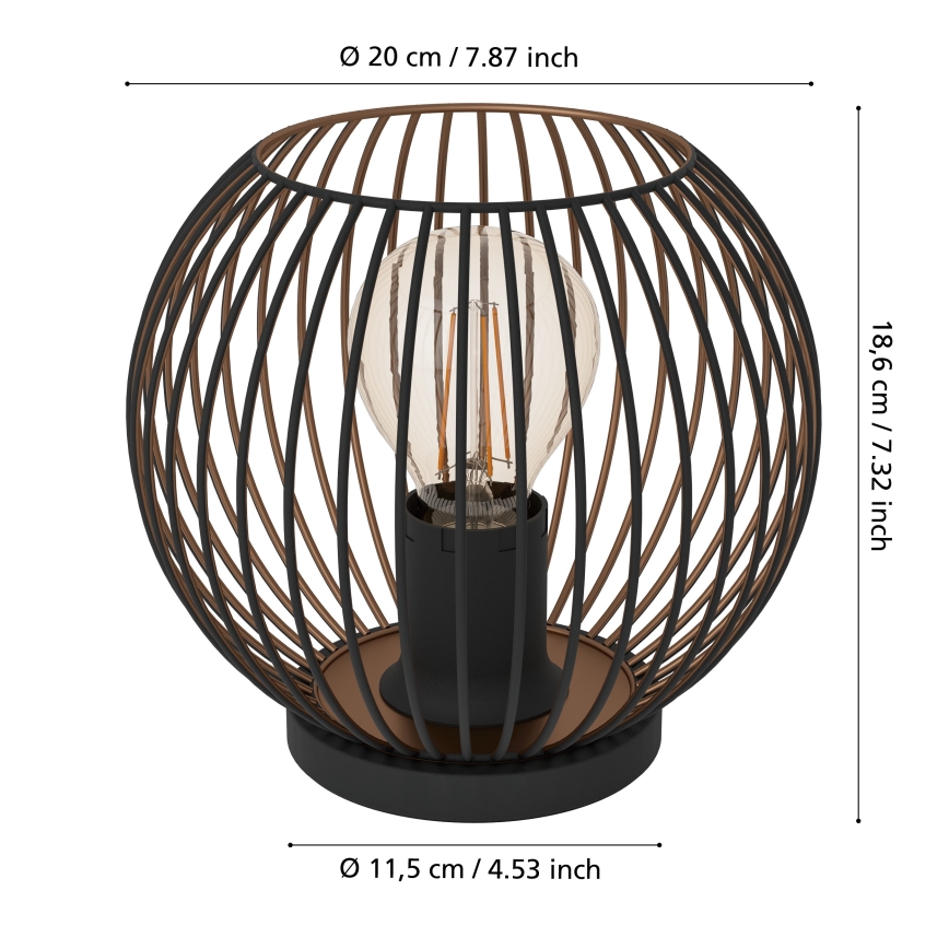 Eglo - Lampă de masă 1xE27/60W/230V neagră