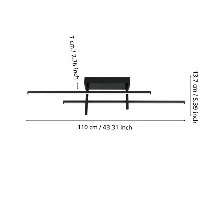 Eglo - Plafonieră LED/20W/230V, neagră