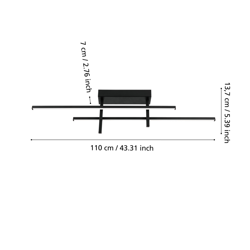 Eglo - Plafonieră LED/20W/230V, neagră