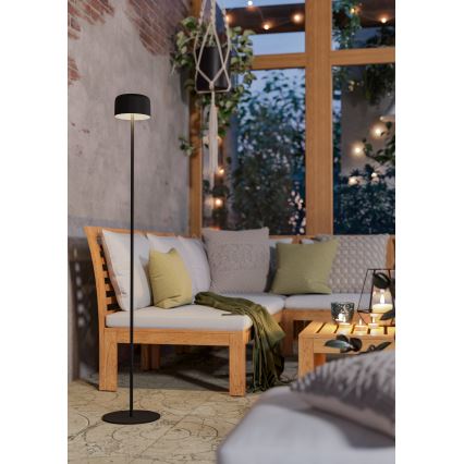 Eglo - Lampă de podea LED cu încărcare solară și control tactil LED/2,8W/3,7V 1800 mAh IP44 neagră