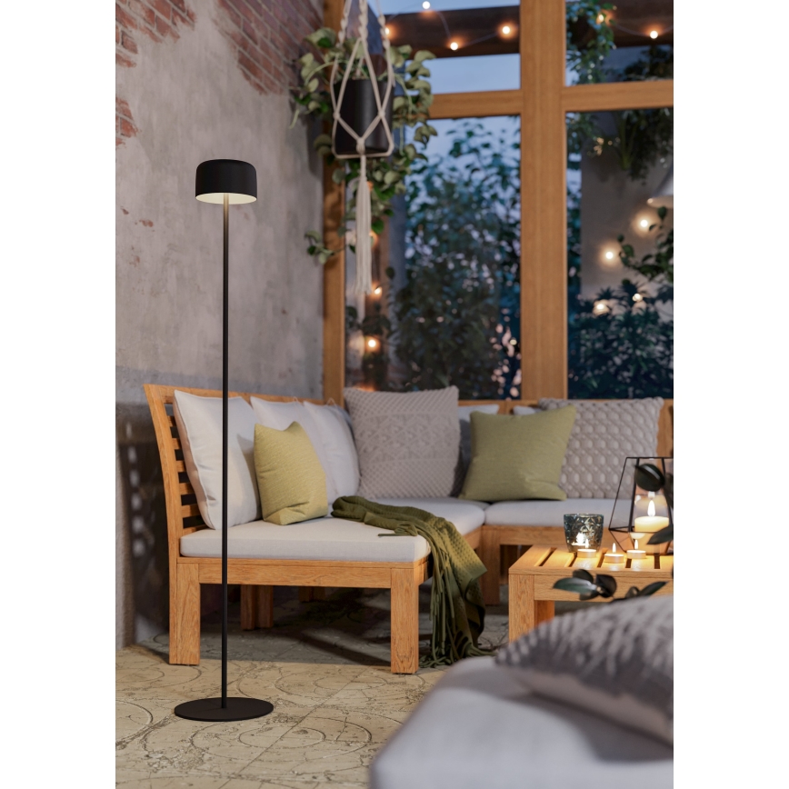 Eglo - Lampă de podea LED cu încărcare solară și control tactil LED/2,8W/3,7V 1800 mAh IP44 neagră