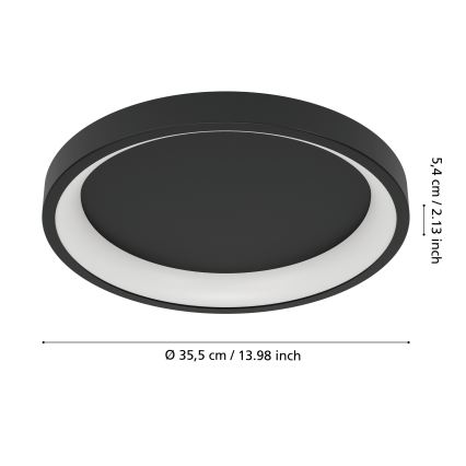 Eglo - Plafonieră LED RGBW reglabilă, 19,6 W, 230 V, 2700–6500 K, Ø 35 cm, negru