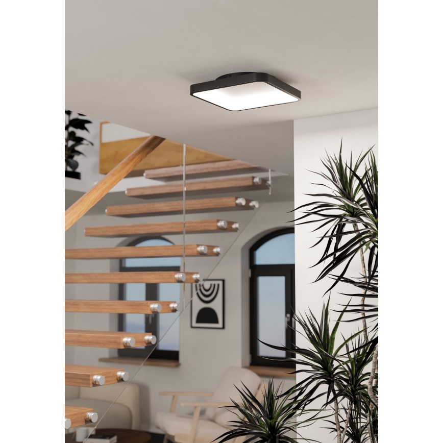 Eglo - Plafonieră LED RGBW reglabilă, 20W, 230V, 2700-6500K, 35x35 cm, neagră