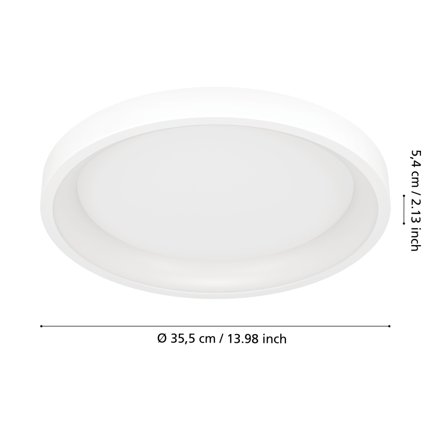 Eglo - Plafonieră LED RGBW dimabilă, 19,6 W, 230 V, 2700-6500 K, Ø35 cm, albă