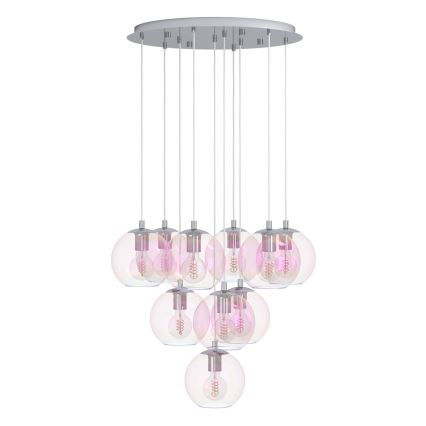Eglo - Lustră pe cablu 10xE27/60W/230V, crom lucios/sticlă transparentă