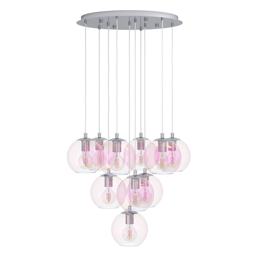 Eglo - Lustră pe cablu 10xE27/60W/230V, crom lucios/sticlă transparentă