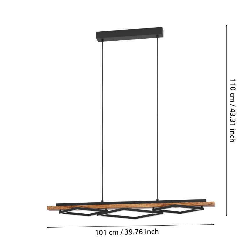 Eglo - Lustră LED dimabilă pe cablu 2xLED/13W/230V + LED/16W negru/maro