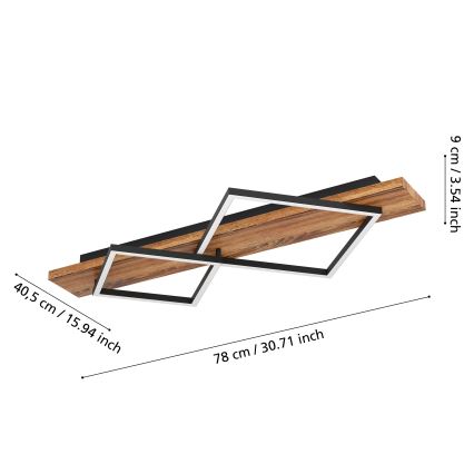 Eglo - Plafonieră LED LED/13W/230V + LED/15W negru/maro