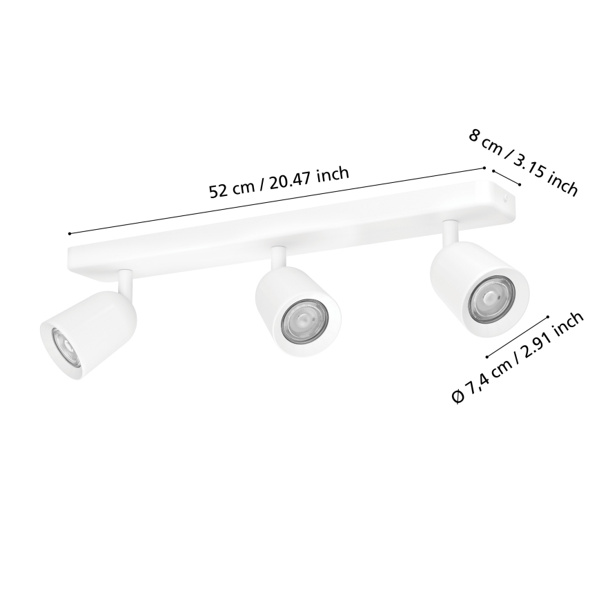 Eglo - Spot orientabil 3 x GU10 / 10W / 230V, alb