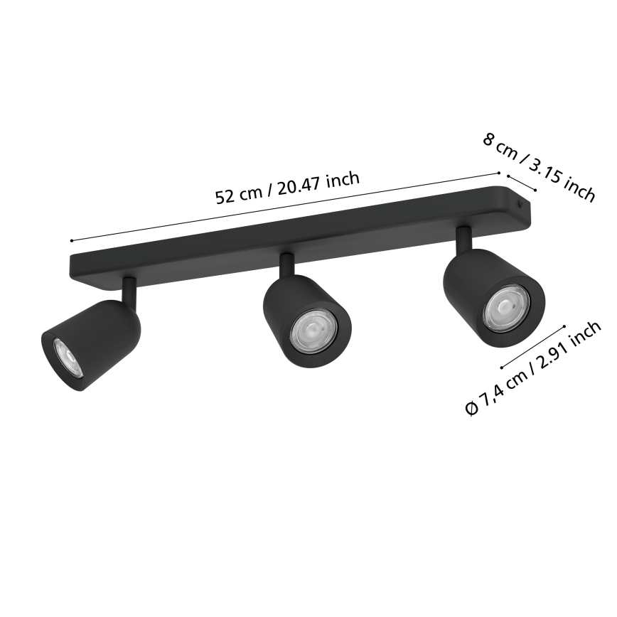 Eglo - Corp de iluminat tip spot 3x GU10/10W/230V, negru